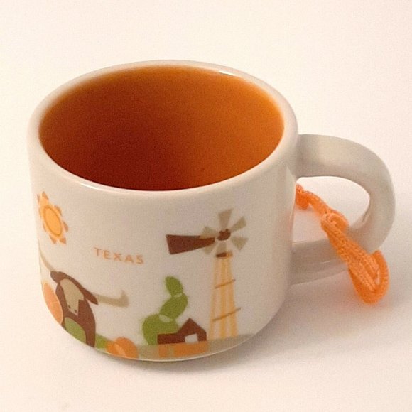 New Starbucks Texas Coffee Mini Mug Ornament 2 Oz 2016 Oil Rig Steer Cactus - Picture 4 of 8